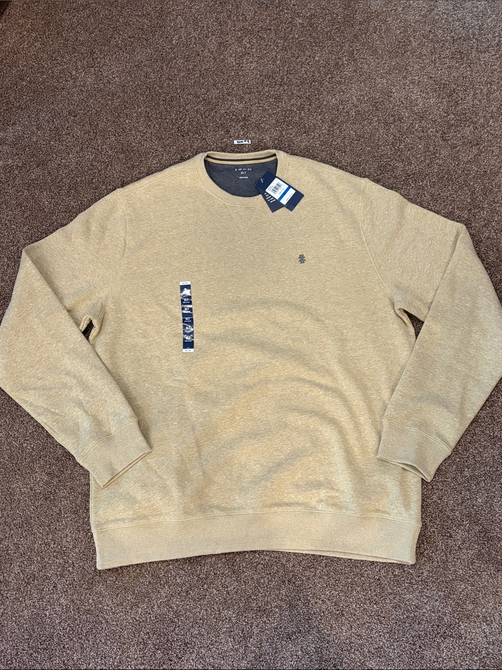 Izod Men's Big & Tall Crewneck Sweater in Light Tan